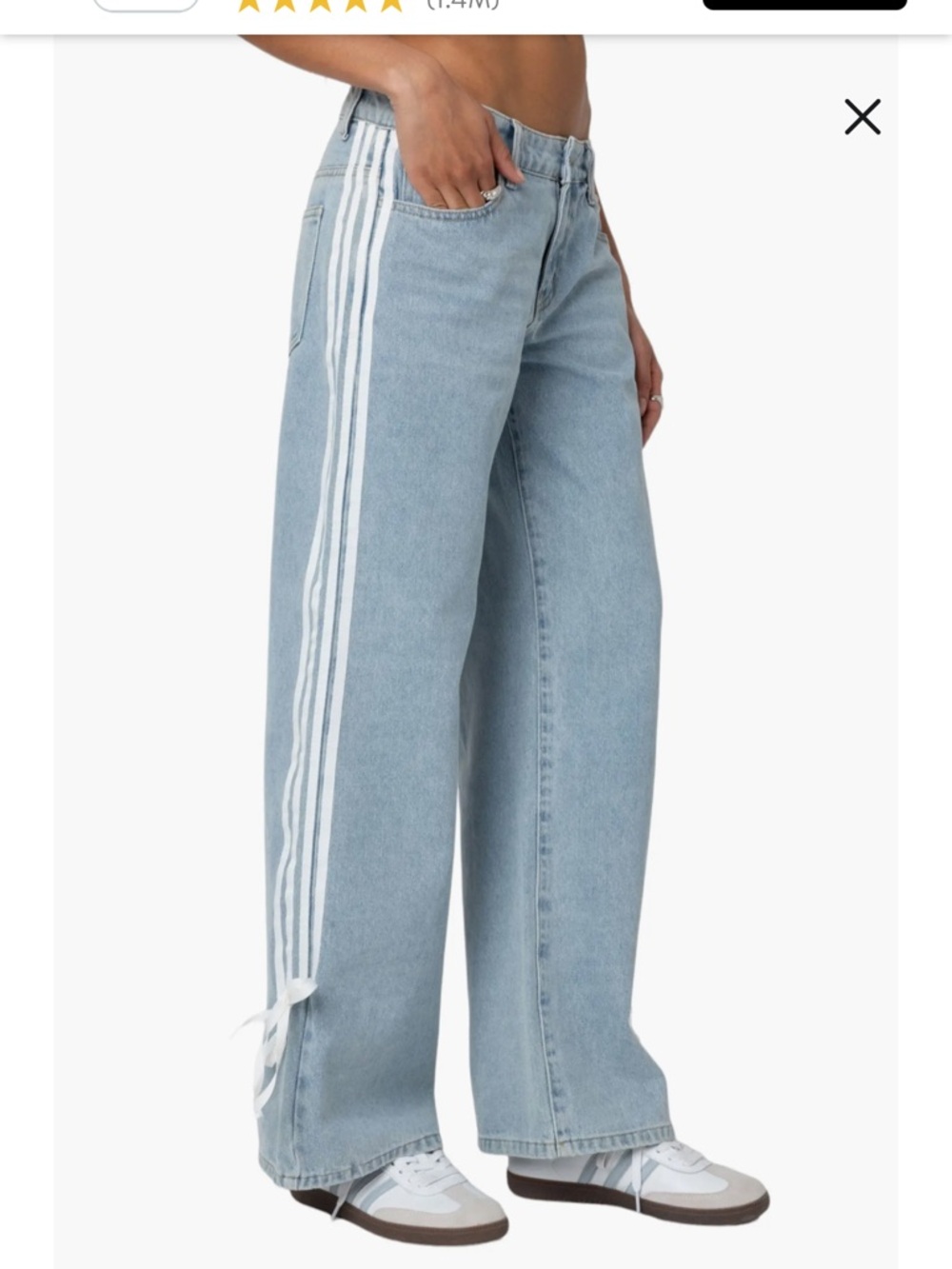 Ribbon Stripe Baggy Low Rise Jeans size M